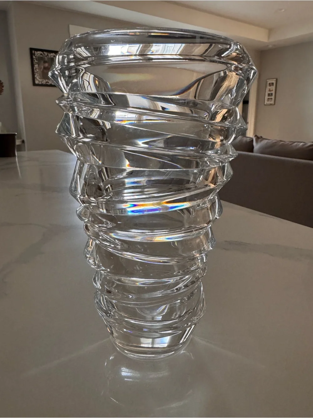 Natchmann (Germany) Clear Swirled Crystal Vase